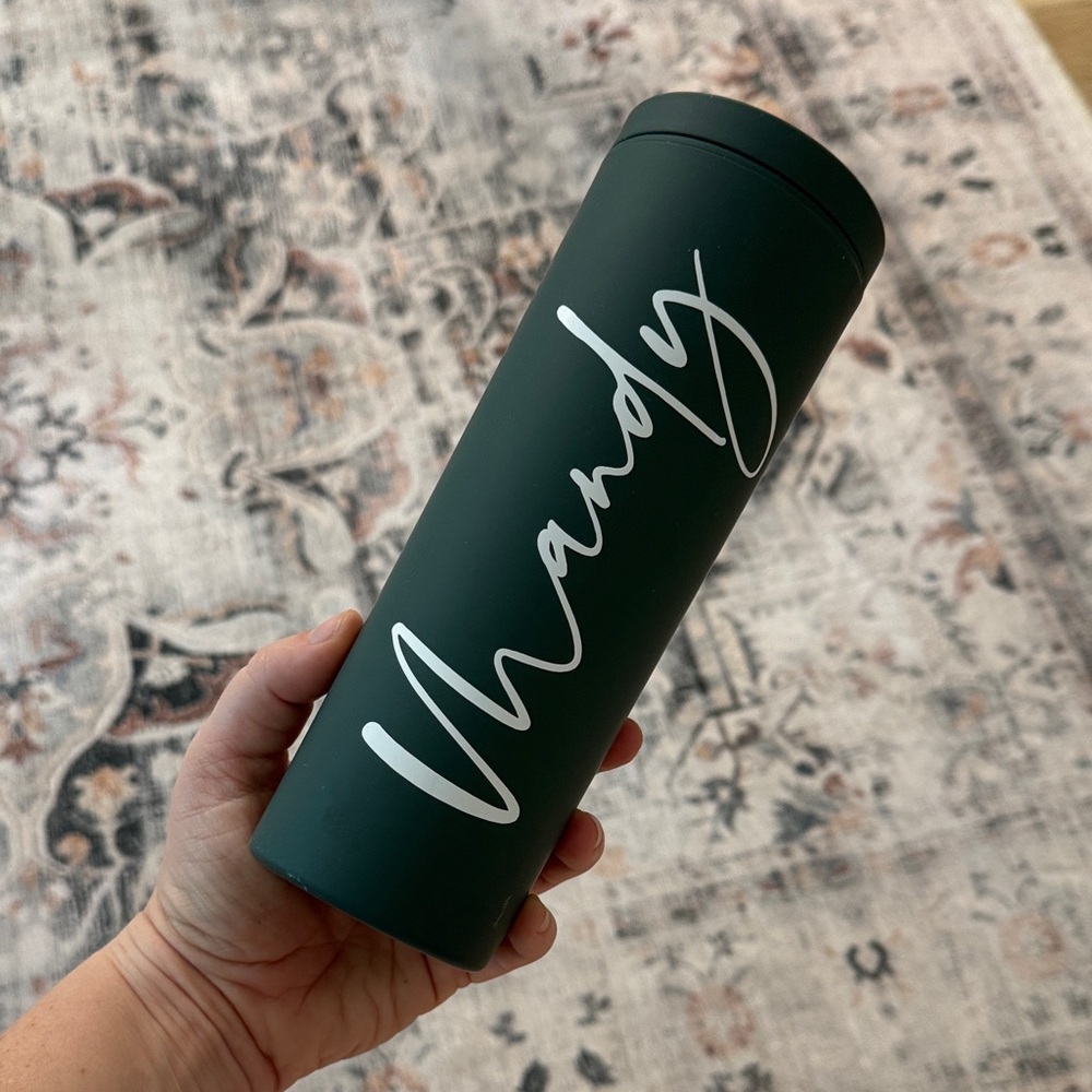 *NEW* Green Tumbler with Script Design “Mandy”
